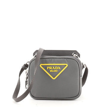 Prada Logo Lanyard Zip Pouch Nylon with Saffiano Leather