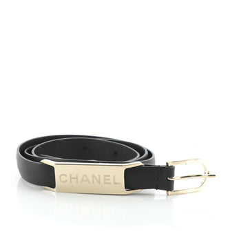 Chanel Logo Plate Belt Leather Thin