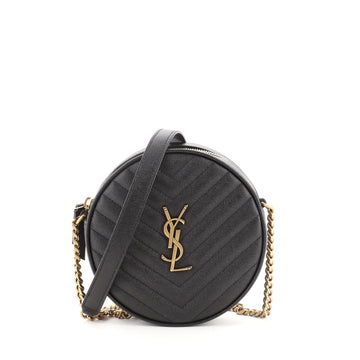 Saint Laurent Vinyle Round Camera Bag Matelasse Chevron Leather