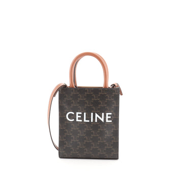 Celine Vertical Cabas Tote Triomphe Coated Canvas Mini