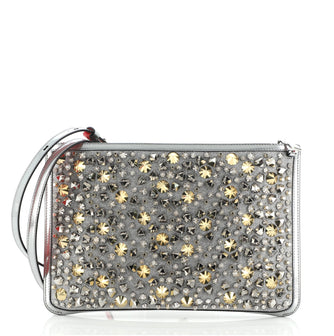 Christian Louboutin Loubiclutch Spiked Glitter PVC and Leather