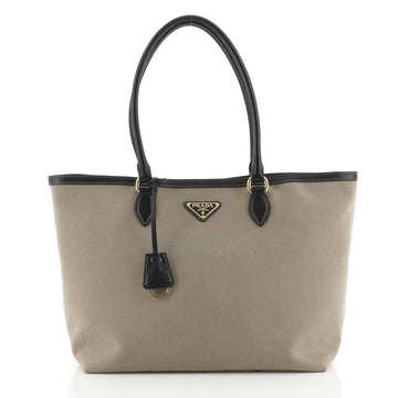 Prada Open Tote Canvas with Leather Medium