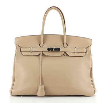 Hermes Birkin Handbag Light Swift with Palladium Hardware 35