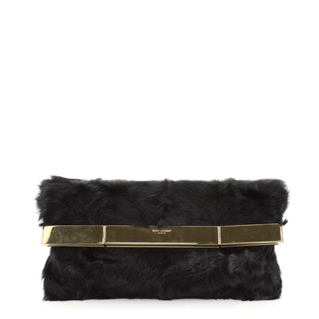 Saint Laurent Courtney Fold Over Clutch Fur