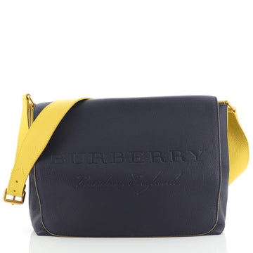 Burberry Embossed Logo Flap Messenger Leather Medium