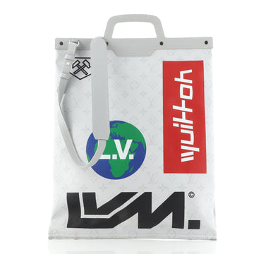 Louis Vuitton Chalk Flat Tote Bag Limited Edition Logo Story Monogram Canvas