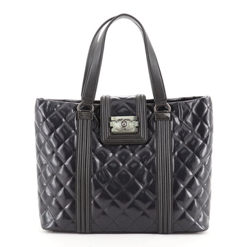 Chanel Boy Tote Quilted Glazed Calfskin Medium