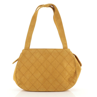 Chanel Vintage Zip Shoulder Bag Quilted Suede Medium