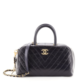 Chanel Coco Bowling Bag Chevron Glazed Calfskin Small