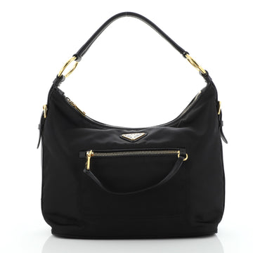 Prada Front Zip Hobo Tessuto Small