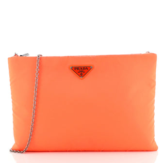 Prada Fluo Chain Clutch Tessuto Large