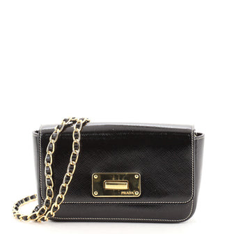 Prada Turnlock Convertible Crossbody Vernice Saffiano Leather Small