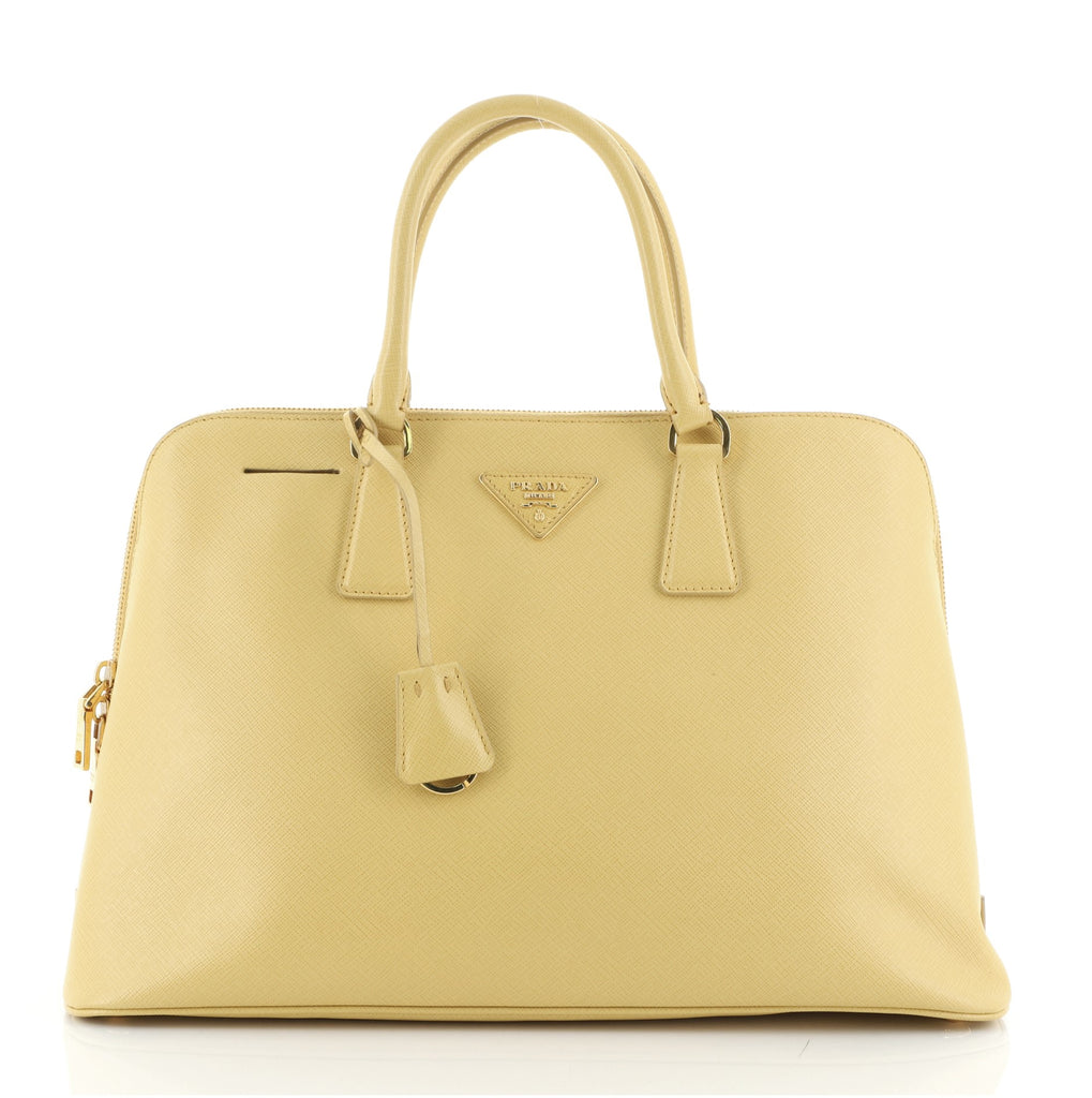 Prada Open Promenade Bag Saffiano Leather Large Yellow 2115023