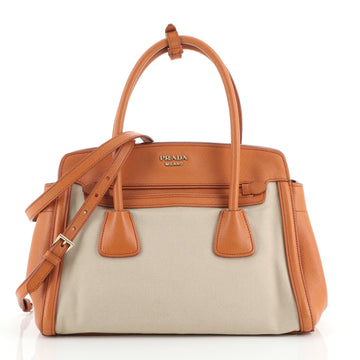 Prada Cuir Frame Convertible Tote Canvas and Saffiano Leather Small