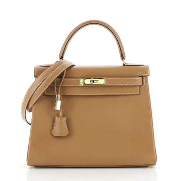 Hermes Kelly Handbag Brown Chamonix with Gold Hardware 28