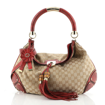 Gucci Indy Hobo GG Canvas with Python Large