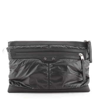 Balenciaga Classic City Clip Pouch Nylon with Leather Medium