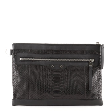 Balenciaga Classic City Clip Pouch Python Embossed Leather Medium