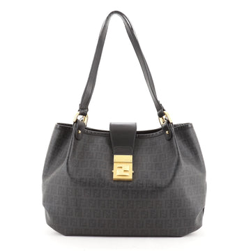 Fendi Vintage Pleated Lock Tote Zucca Coated Canvas Medium