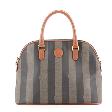 Fendi Vintage Pequin Convertible Dome Satchel Coated Canvas Large