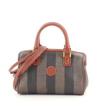 Fendi Vintage Pequin Convertible Boston Bag Coated Canvas Mini