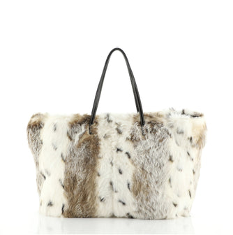 Fendi Selleria Roll Tote Faux Fur Medium