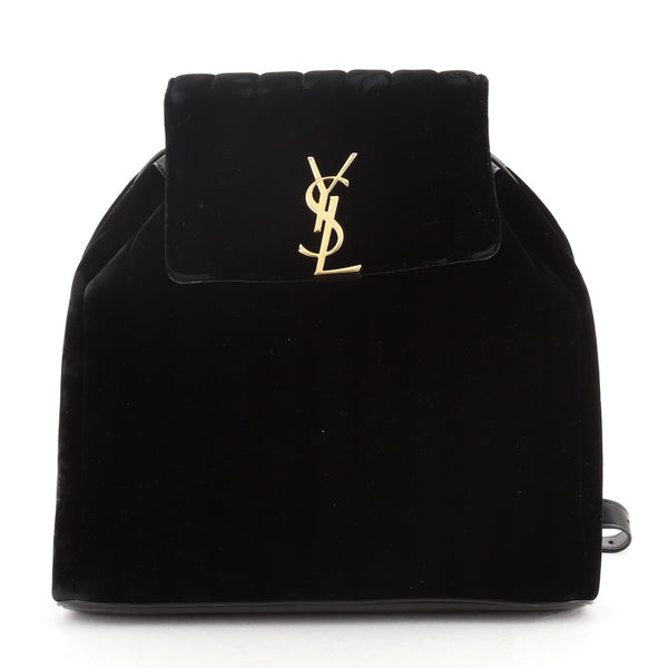 Saint Laurent Vicki Backpack Purse Saint Laurent Velvet Matelasse Vicky Backpack Black 1036807  main image 2