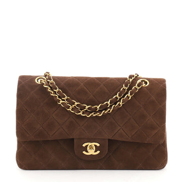 Chanel Vintage Classic Double Flap Bag Quilted Suede Medium