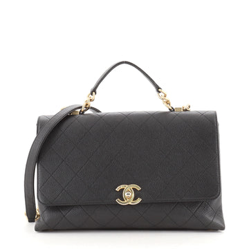 Chanel CC Top Handle Flap Satchel Stitched Caviar Medium