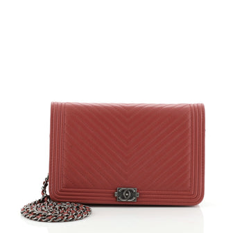 Chanel Boy Wallet on Chain Chevron Calfskin