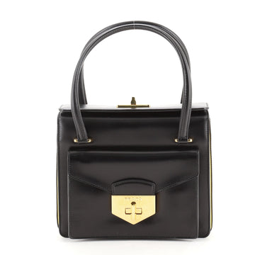 Prada Front Pocket Turnlock Tote Bag Leather Small