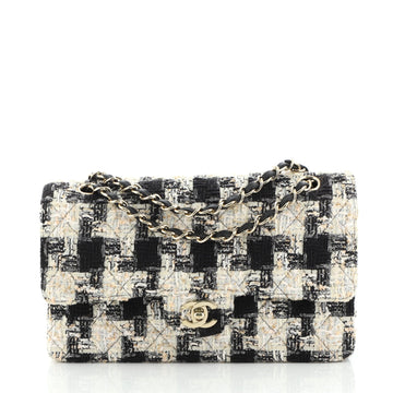 Chanel Vintage Classic Double Flap Bag Quilted Tweed Medium