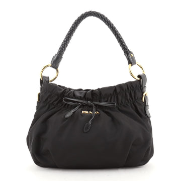 Prada Woven Handle Bow Hobo Tessuto Small