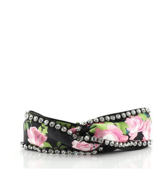 Gucci Headband Crystal Embellished Printed Silk