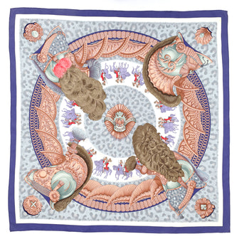 Hermes Casques et Plumetes Scarf Printed Silk 90