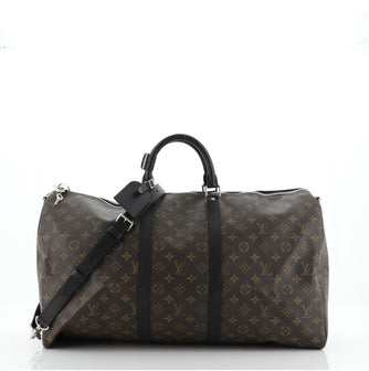 Louis Vuitton Keepall Bandouliere Bag Macassar Monogram Canvas 55