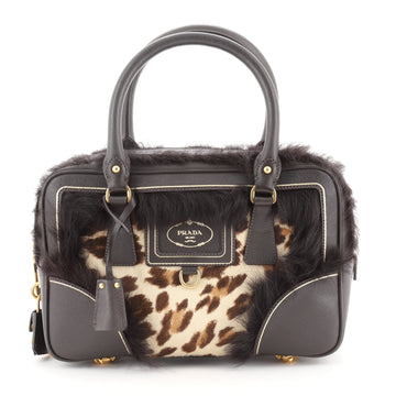 Prada Clawfoot Satchel Calf Hair and Faux Fur Small