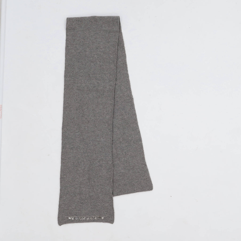 Chanel Logo Charms Scarf Knit Cashmere Gray 6053581
