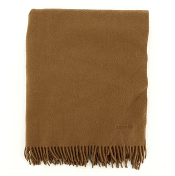 Hermes Logo Fringe Scarf Embroidered Cashmere