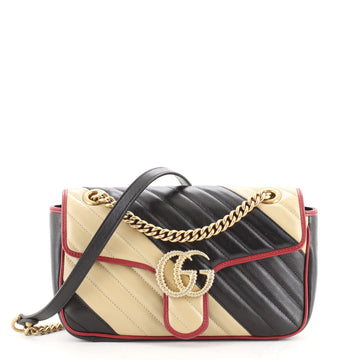 Gucci GG Marmont Flap Bag Diagonal Quilted Leather Small