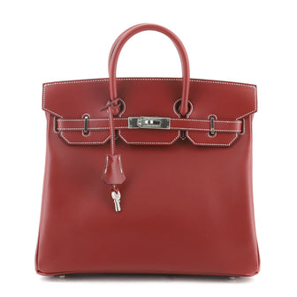 Hermes HAC Birkin Bag Red Chamonix with Palladium Hardware 32
