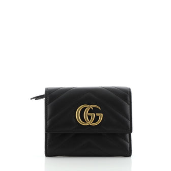 Gucci GG Marmont Trifold Wallet Matelasse Leather Compact