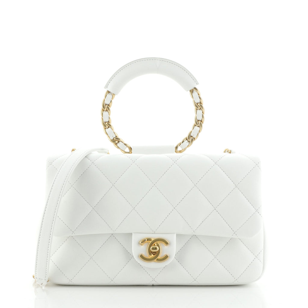 Chanel In The Loop Flap Bag Quilted Lambskin Medium White 6057779