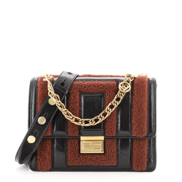 Fendi Kan U Shoulder Bag Patent and Shearling Medium