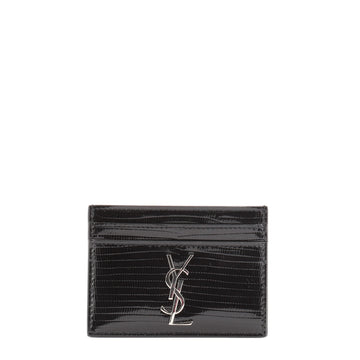 Saint Laurent Classic Monogram Card Holder Lizard Embossed Patent