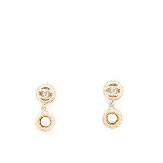 Chanel CC Dangle Earrings Metal with Faux Pearl
