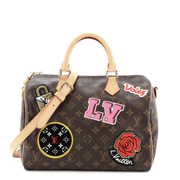 Louis Vuitton Speedy Bandouliere Bag Limited Edition Patches Monogram Canvas 30