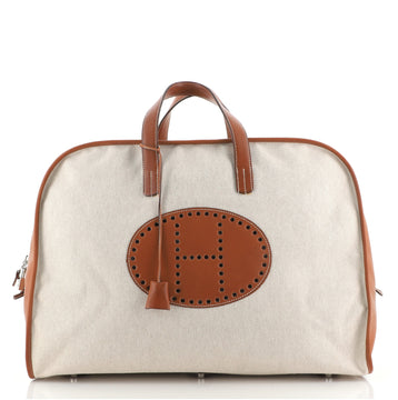 Hermes Feu2Dou Travel Bag Toile and Barenia