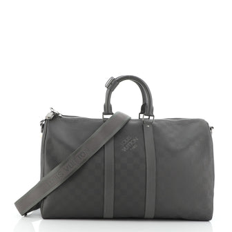 Louis Vuitton Keepall Bandouliere Bag Damier Carbone 45