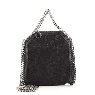 Stella McCartney Falabella Fold Over Crossbody Bag Lace Over Faux Leather Tiny
